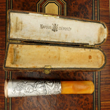 Load image into Gallery viewer, Antique French Art Nouveau Amber Cheroot Small Cigar Holder