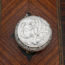 Load image into Gallery viewer, Antique French .800 Silver Art Nouveau Chatelaine Compact Mirror, Locket Box, Mistletoe & Flowers