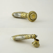 Load image into Gallery viewer, Antique French .800 Silver Perfume Bottle Pierced & Engraved Gold Vermeil Tear Drop Shaped Scent Bottle