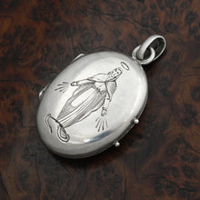 Load image into Gallery viewer, Antique French .800 Silver Photo Locket Pendant, Engraved Virgin Mary Miraculous Medal