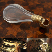 Load image into Gallery viewer, Antique French Silver Perfume Bottle Crystal Tear Drop Shape Scent Bottle