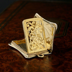 Antique French .800 Silver Vinaigrette Pendant Locket Gold Vermeil Grille