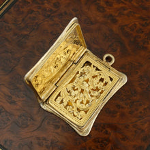 Load image into Gallery viewer, Antique French .800 Silver Vinaigrette Pendant Locket Gold Vermeil Grille