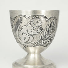 Load image into Gallery viewer, French Sterling Silver Egg Cup, Engraved Squirrel Motif