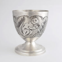 Load image into Gallery viewer, French Sterling Silver Egg Cup, Engraved Squirrel Motif