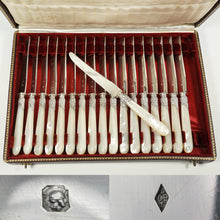 Load image into Gallery viewer, Antique French Sterling Silver Set of 18 Knives, Mother of Pearl Handles, Cutlery Knife Service