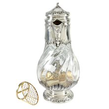 Load image into Gallery viewer, Antique French Sterling Silver Glass Water Pitcher Decanter, Lemonade, Orange Juice