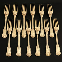 Load image into Gallery viewer, Antique French Sterling Silver 39pc Flatware Set, Knives, Gold Vermeil