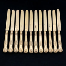Load image into Gallery viewer, Antique French Sterling Silver 39pc Flatware Set, Knives, Gold Vermeil