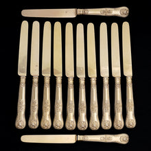 Load image into Gallery viewer, Antique French Sterling Silver 39pc Flatware Set, Knives, Gold Vermeil