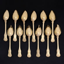 Load image into Gallery viewer, Antique French Sterling Silver 39pc Flatware Set, Knives, Gold Vermeil