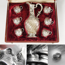 Load image into Gallery viewer, French Sterling Silver Liquor Service, Decanter & Cordial Mugs