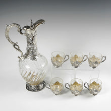 Load image into Gallery viewer, French Sterling Silver Liquor Service, Decanter & Cordial Mugs