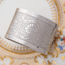 Load image into Gallery viewer, Antique Belle Époque French Sterling Silver Napkin Ring, Ornate Floral Guilloche Engraved Decoration