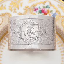 Load image into Gallery viewer, Antique Belle Époque French Sterling Silver Napkin Ring, Ornate Floral Guilloche Engraved Decoration