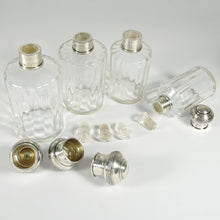 Load image into Gallery viewer, French Sterling Silver Glass Perfume Bottle Powder Jar Set Vanity Dresser Table