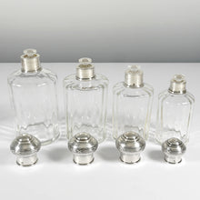 Load image into Gallery viewer, French Sterling Silver Glass Perfume Bottle Powder Jar Set Vanity Dresser Table