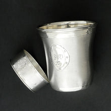 Load image into Gallery viewer, Antique French Sterling Silver 4pc Flatware, Tumbler Cup, Napkin Ring, Boxed Gift Set