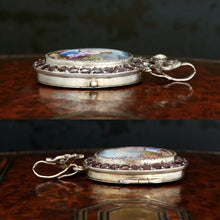Load image into Gallery viewer, Victorian Enamel Miniature Portrait French Silver Locket Pendant Garnets, Pearl