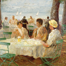 Load image into Gallery viewer, Alexander Thiele German Beer Garden Café Over the Starnberger See, Oil Painting on Canvas