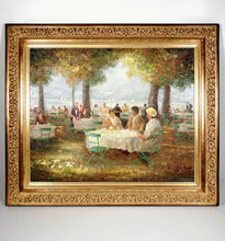Load image into Gallery viewer, Alexander Thiele German Beer Garden Café Over the Starnberger See, Oil Painting on Canvas