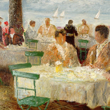 Load image into Gallery viewer, Alexander Thiele German Beer Garden Café Over the Starnberger See, Oil Painting on Canvas