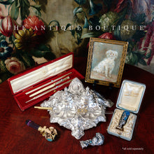 Load image into Gallery viewer, French Silver Wax Seal Stamp, Turquoise Cabochons, Art Nouveau Sea Shell Motif