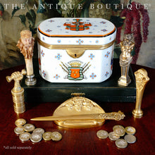 Load image into Gallery viewer, Antique Bohemian Opaline Glass Box Armorial Hand Painted Coat of Arms