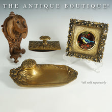 Load image into Gallery viewer, Antique Black Forest Hand Carved Wood Figural Dog Head Coat Hook, Wall Mount, Glass Eyes