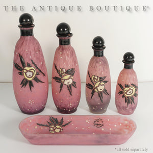 Andre Delatte Nancy French Perfume Bottle Art Deco Pink Glass Enamel Signed