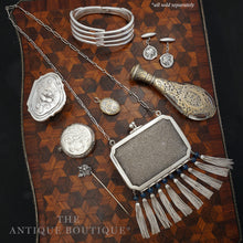 Load image into Gallery viewer, Antique French .800 Silver Art Nouveau Chatelaine Compact Mirror, Locket Box, Mistletoe & Flowers