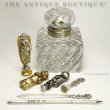 Load image into Gallery viewer, Large Antique French Baccarat Crystal Inkwell Bambous Swirl