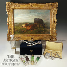 Load image into Gallery viewer, Antique Belgian Oil Painting of Cows in Pasture by Louis Robbe (1806-1877)