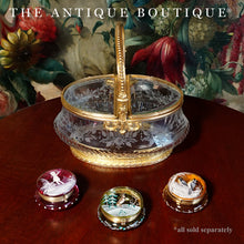 Load image into Gallery viewer, Antique French Crystal Dore Bronze Basket Form Jewelry Box, Casket, Etched Florals