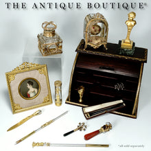 Load image into Gallery viewer, Antique Georgian Wax Seal Wheel Gilt Ormolu Multiple Stone Intaglio Desk Stamp