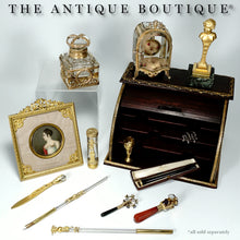 Load image into Gallery viewer, Antique French Gilt Bronze Cut Crystal Inkwell Neoclassical Empire