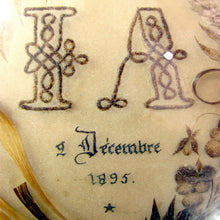 Load image into Gallery viewer, 12" Large Antique French Napoleon III Sentimental Mourning Hair Art Memento, Dated 1895