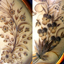 Load image into Gallery viewer, 12" Large Antique French Napoleon III Sentimental Mourning Hair Art Memento, Dated 1895