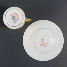Load image into Gallery viewer, Antique German Fraureuth Porcelain Cup Saucer Demitasse Raised Gold Enamel Yellow
