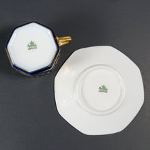 Load image into Gallery viewer, Art Deco Rosenthal German Porcelain Cup Saucer Demitasse Raised Gold Encrusted Enamel Cobalt Blue