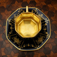 Load image into Gallery viewer, Art Deco Rosenthal German Porcelain Cup Saucer Demitasse Raised Gold Encrusted Enamel Cobalt Blue