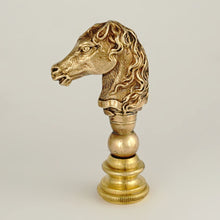 Load image into Gallery viewer, Antique Victorian Bronze Wax Seal Desk Stamp Equestrian Horse Head Figure

