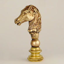 Load image into Gallery viewer, Antique Victorian Bronze Wax Seal Desk Stamp Equestrian Horse Head Figure
