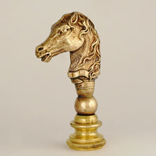 Load image into Gallery viewer, Antique Victorian Bronze Wax Seal Desk Stamp Equestrian Horse Head Figure