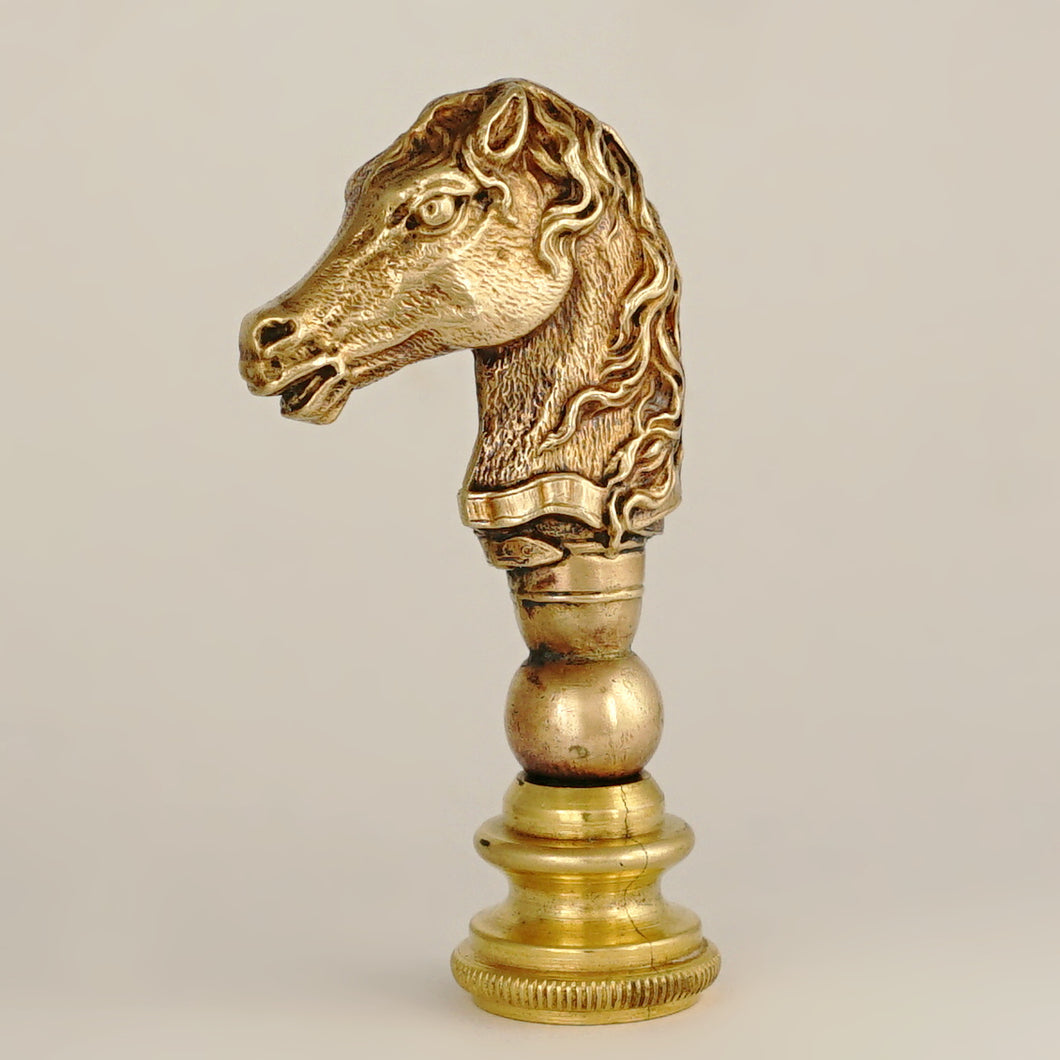 Antique Victorian Bronze Wax Seal Desk Stamp Equestrian Horse Head Figure
