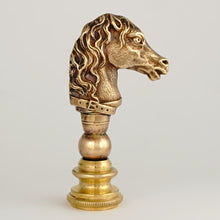 Load image into Gallery viewer, Antique Victorian Bronze Wax Seal Desk Stamp Equestrian Horse Head Figure