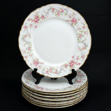 Load image into Gallery viewer, 8 Hutschenreuther Bavaria Germany Porcelain Plates Set Richelieu Roses Gilt Trim
