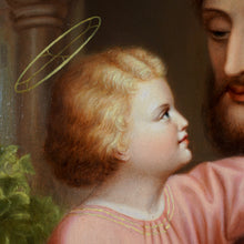 Load image into Gallery viewer, Antique Religious Portrait of Saint Joseph & Baby Jesus French or Austrian School Oil Painting on Canvas