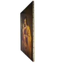 Load image into Gallery viewer, Antique Religious Portrait of Saint Joseph & Baby Jesus French or Austrian School Oil Painting on Canvas