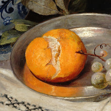 Load image into Gallery viewer, Still Life Portrait Cat and Fruit, 19thc German Oil Painting Signed
